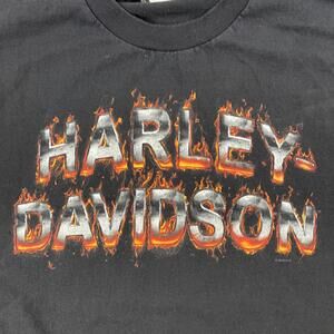 Harley Davidson T Shirt Flaming Letters Tribal NO LA Y2K Men's 2XL Double Sided